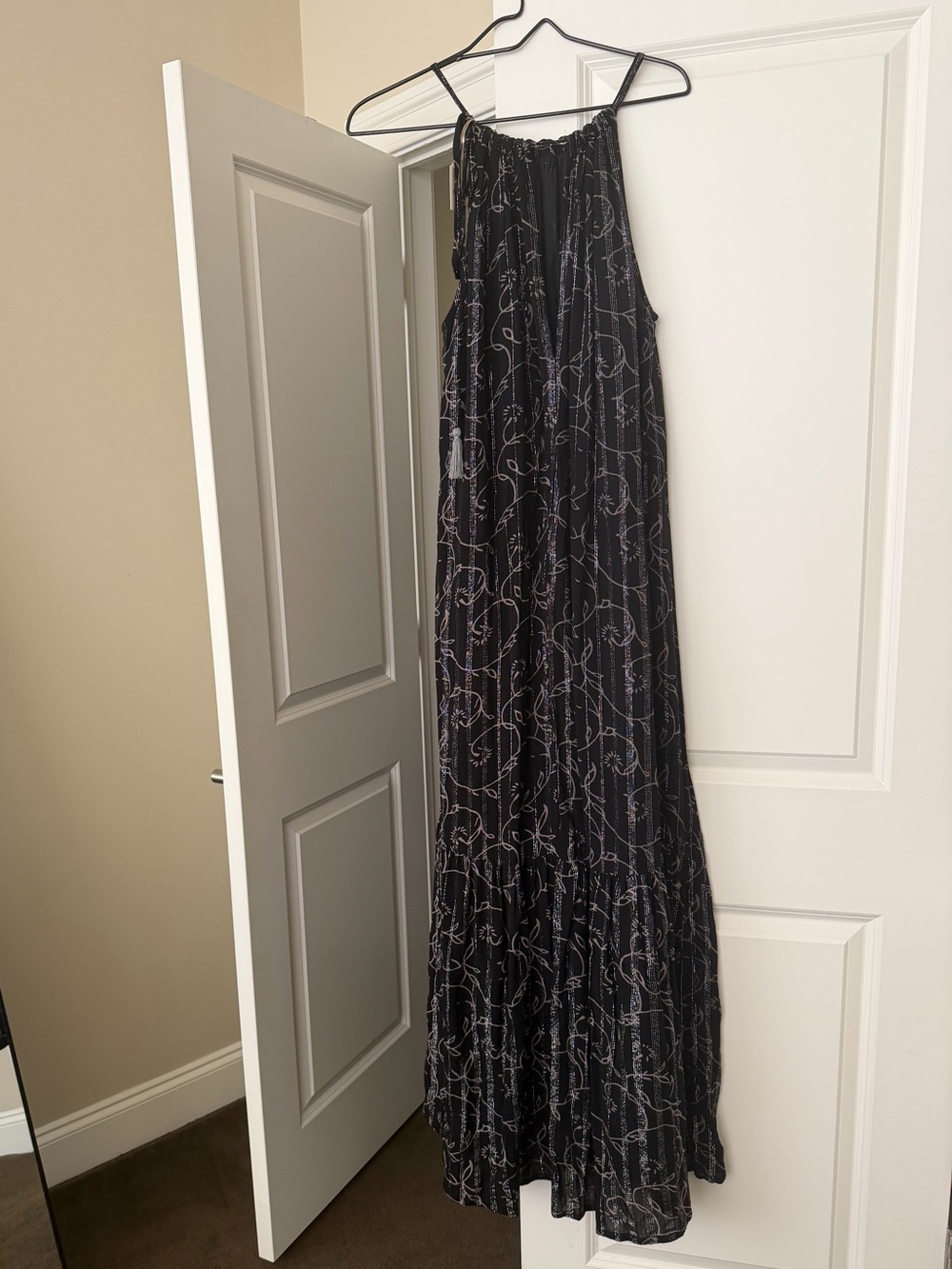 Black metallic BoHo maxi dress